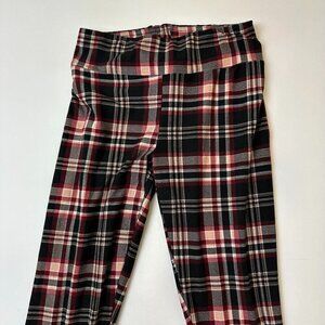 Eye Candy Pants Womens Small Plaid Stretch Red Black High Rise Pull On Leggings